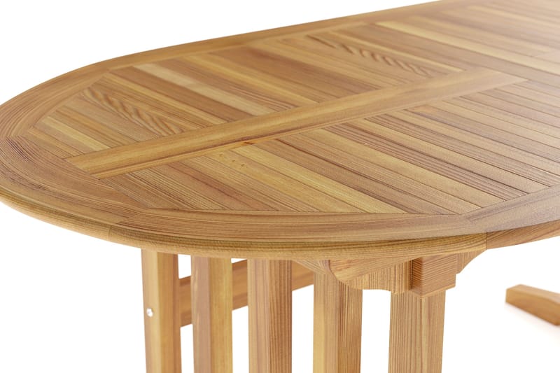 Menorca stort ovalt udtræksbart udendørs spisebord i træ 100x180 cm - Teak / Natur - Havemøbler - Havebord - Spisebord & havebord
