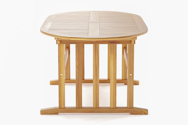 Menorca stort ovalt udtræksbart udendørs spisebord i træ 100x180 cm - Teak / Natur - Havemøbler - Havebord - Spisebord & havebord