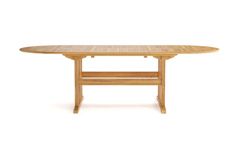 Menorca stort ovalt udtræksbart udendørs spisebord i træ 100x180 cm - Teak / Natur - Havemøbler - Havebord - Spisebord & havebord