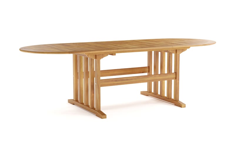 Menorca stort ovalt udtræksbart udendørs spisebord i træ 100x180 cm - Teak / Natur - Havemøbler - Havebord - Spisebord & havebord