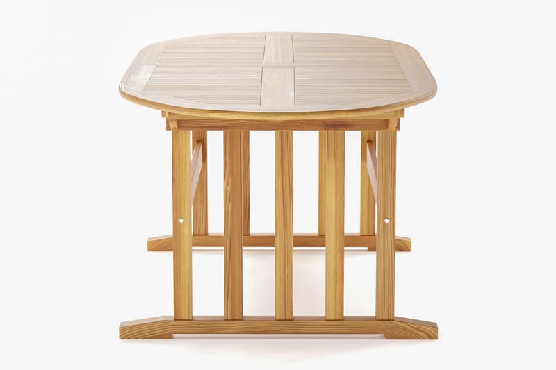 Menorca stort ovalt udtræksbart udendørs spisebord i træ 100x180 cm - Teak / Natur - Havemøbler - Havebord - Spisebord & havebord