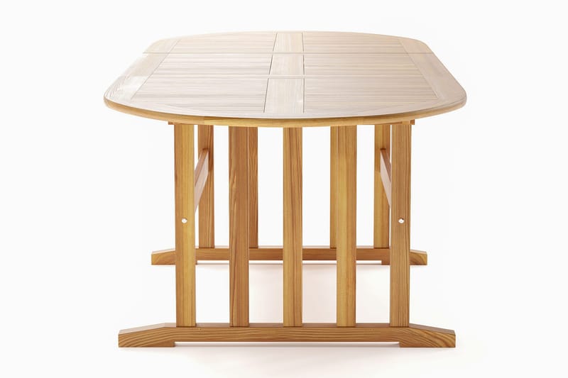 Menorca stort ovalt udtræksbart udendørs spisebord i træ 100x180 cm - Teak / Natur - Havemøbler - Havebord - Spisebord & havebord