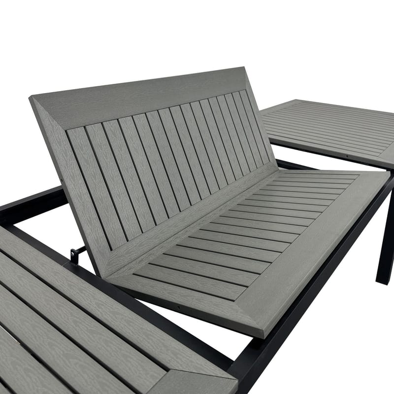 Monaco Udtræksbord Udendørs 210/310x90 cm - Sort/Grå - Havemøbler - Havebord - Spisebord & havebord