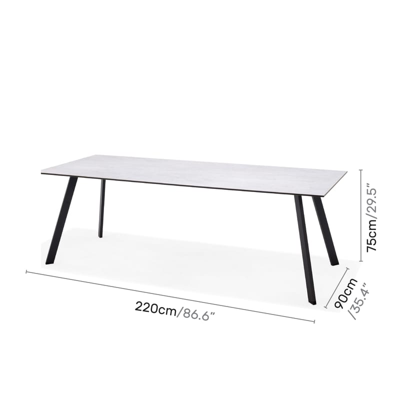 OPAL Udend ørsbord Rektangulært 220 cm - Grå - Havemøbler - Havebord - Spisebord & havebord