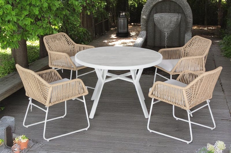 Palermo Udendørsbord Rund Ø110 cm - Grå/Beige - Havemøbler - Havebord - Spisebord & havebord