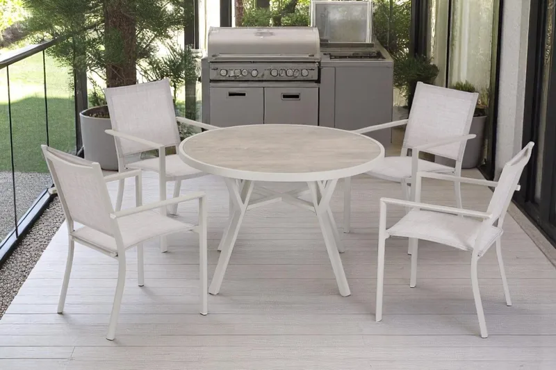 Palermo Udendørsbord Rund Ø130 cm - Grå/Beige - Havemøbler - Havebord - Spisebord & havebord