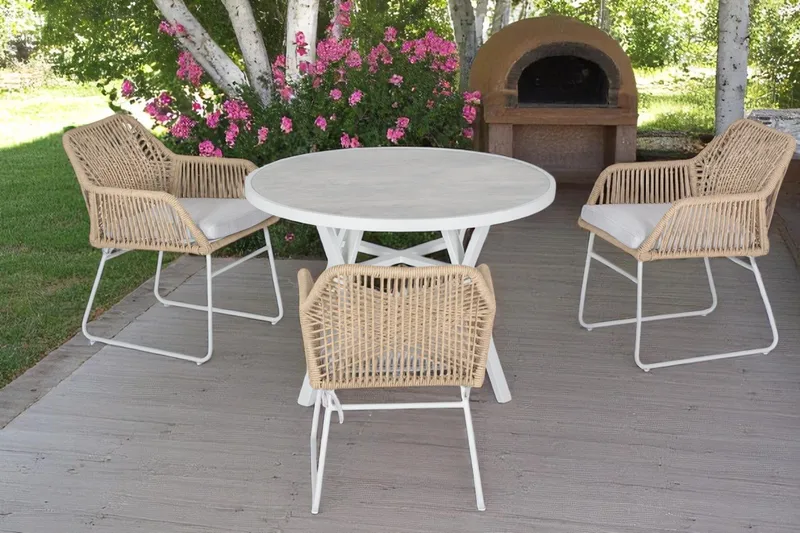 Palermo Udendørsbord Rund Ø130 cm - Grå/Beige - Havemøbler - Havebord - Spisebord & havebord