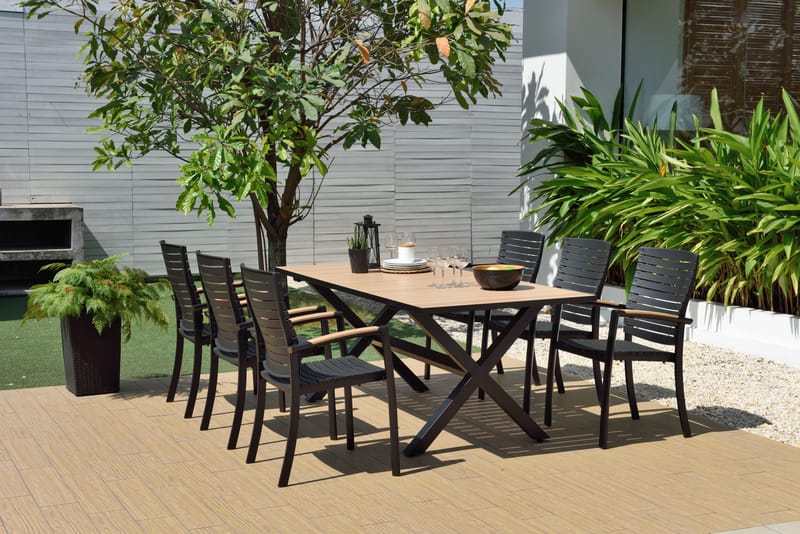 Panama Udendørsbord 200 cm - Træ/Sort - Havemøbler - Havebord - Spisebord & havebord