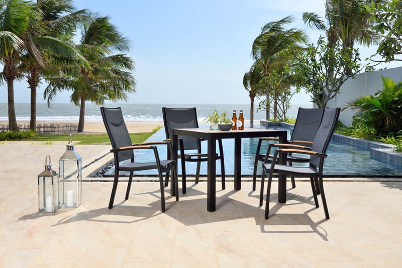 Panama Udendørsbord 90 cm - Træ/Sort - Havemøbler - Havebord - Spisebord & havebord