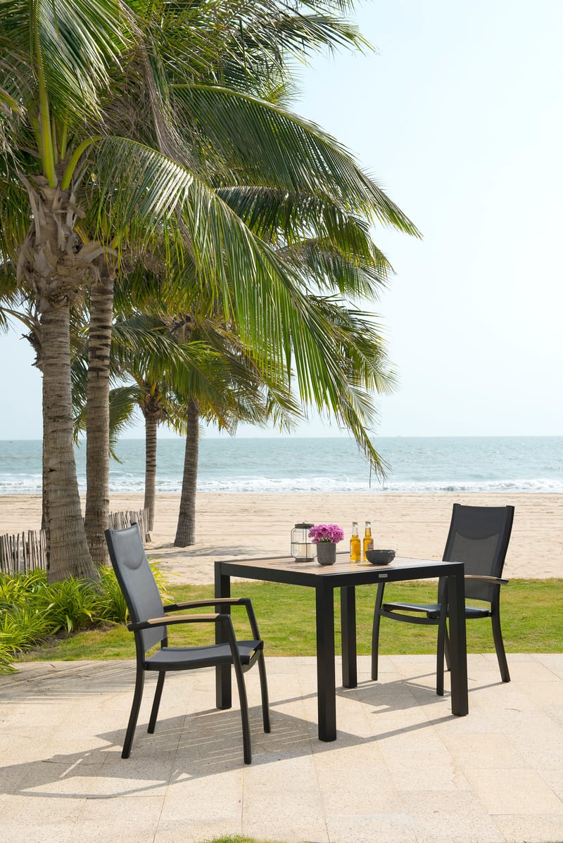 Panama Udendørsbord 90 cm - Træ/Sort - Havemøbler - Havebord - Spisebord & havebord