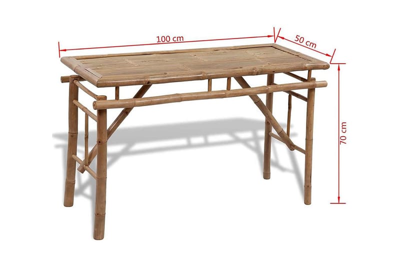 Ølbord Med 2 Bænke 100 Cm Bambus - Brun - Havemøbler - Havebord - Picnicbord