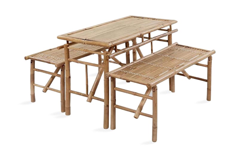 Ølbord Med 2 Bænke 100 Cm Bambus - Brun - Havemøbler - Havebord - Picnicbord