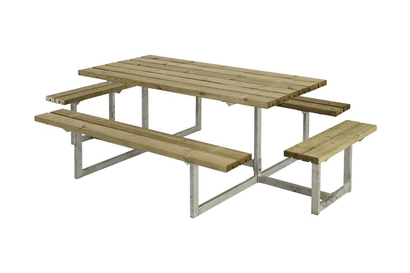 Basic bord- og bænkesæt komplet med 2 udbygninger - Picnicbord