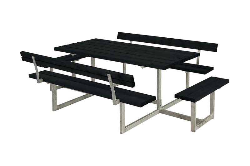 Basic bord- og bænkesæt med 2 ryglæn + 2 udbygninger - Picnicbord