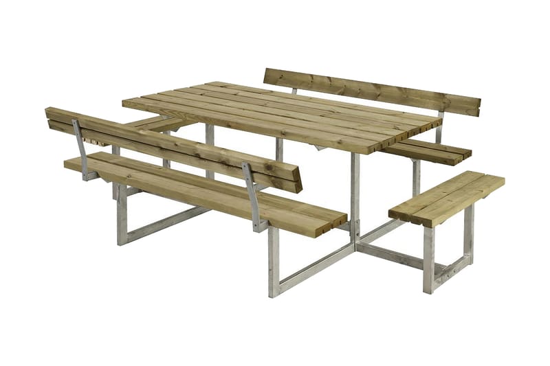Basic bord- og bænkesæt med 2 ryglæn + 2 udbygninger - Havemøbler - Havebord - Picnicbord