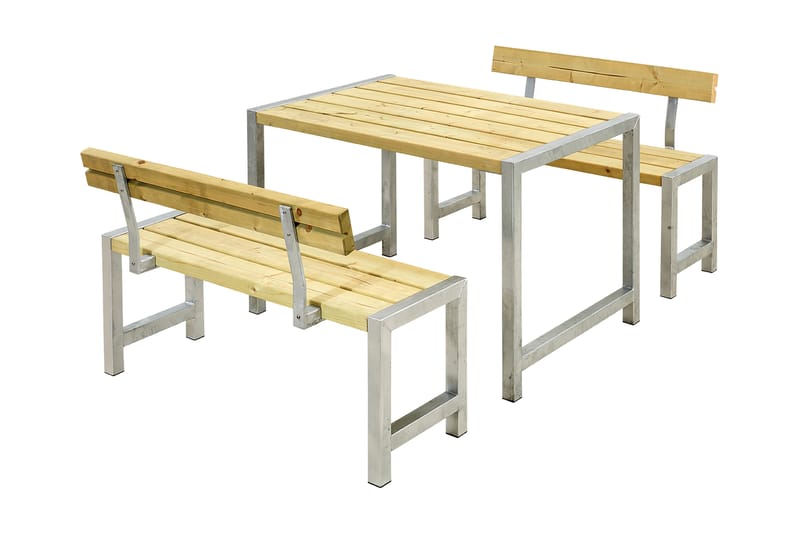 Cafésæt Består af: 1 Bord + 2 Bænke + 2 Ryglæn - Havemøbler - Havebord - Picnicbord