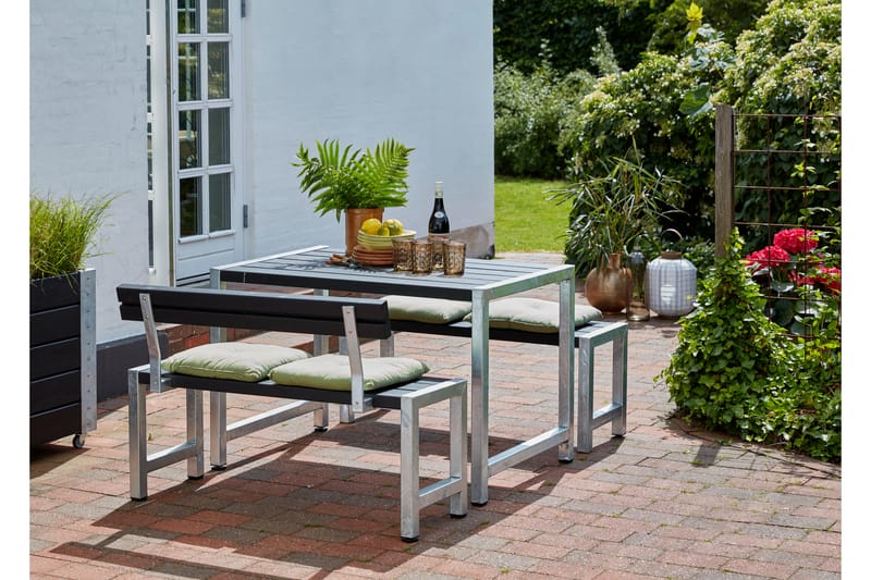 Cafésæt Består af: 1 Bord + 2 Bænke + 2 Ryglæn - Havemøbler - Havebord - Picnicbord