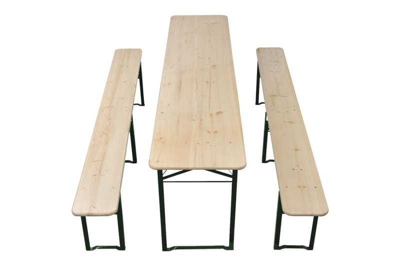Foldbart Ølbord Med 2 Bænke 220 Cm Fyrretræ - Brun - Havemøbler - Havebord - Picnicbord