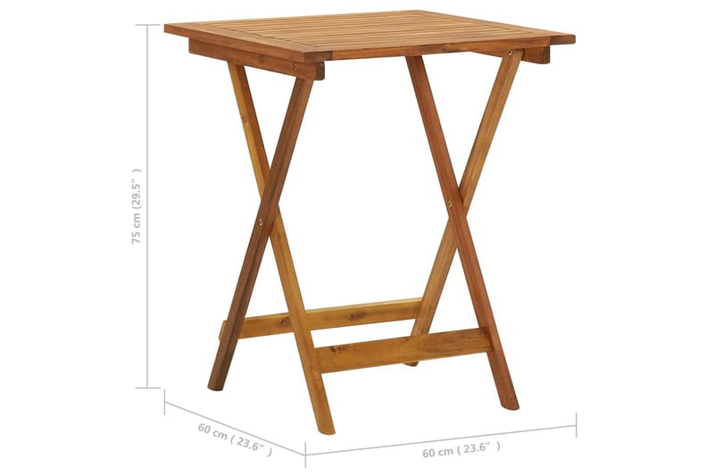 Foldbart havebord 60x60x75 cm massivt akacietræ - Brun - Havemøbler - Havebord - Picnicbord