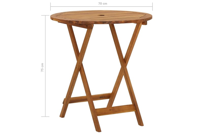 Foldbart havebord 70 cm massivt akacietræ - Brun - Havemøbler - Havebord - Picnicbord