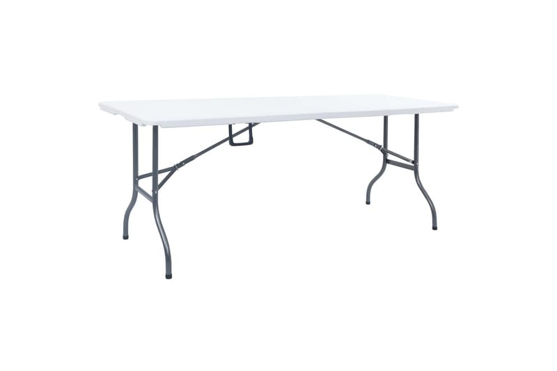 Foldbart Havebord Med 2 Bænke 180 cm Stål Og Hdpe Hvid - Hvid - Havemøbler - Havebord - Picnicbord
