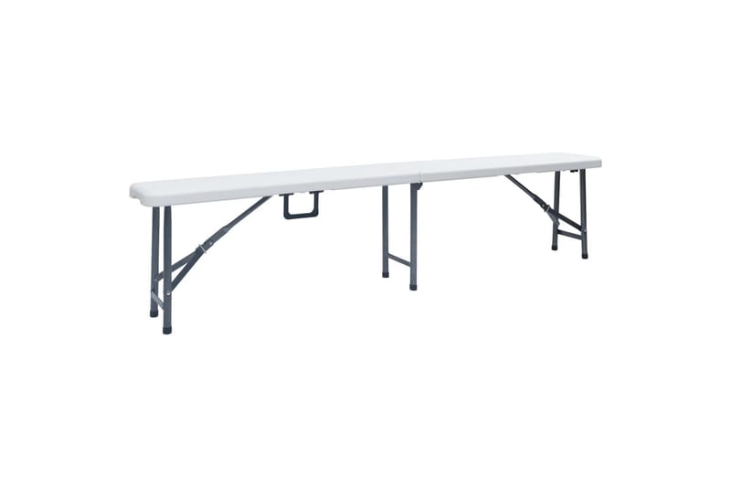 Foldbart Havebord Med 2 Bænke 180 cm Stål Og Hdpe Hvid - Hvid - Havemøbler - Havebord - Picnicbord
