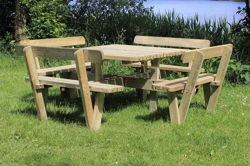 Gudrun Picnicbord med Bænk med Ryglæn - Neutral - Havemøbler - Havebord - Picnicbord