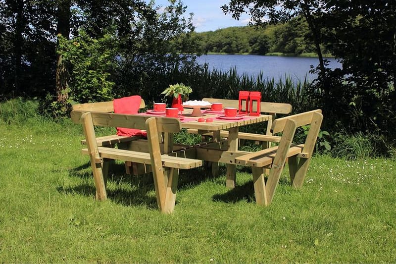 Gudrun Picnicbord med Bænk med Ryglæn - Neutral - Havemøbler - Havebord - Picnicbord