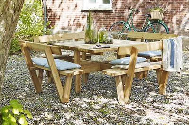 Gudrun Picnicbord med Bænk med Ryglæn - Neutral - Havemøbler - Havebord - Picnicbord