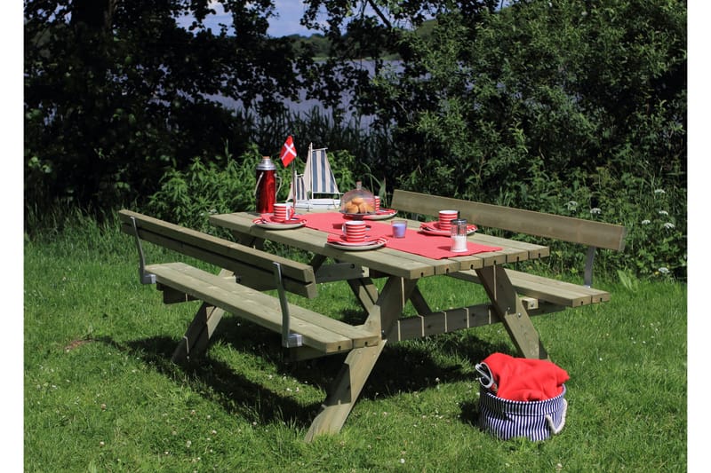 Gudrun Picnicbord med Bænk med Ryglæn - Træ - Havemøbler - Havebord - Picnicbord