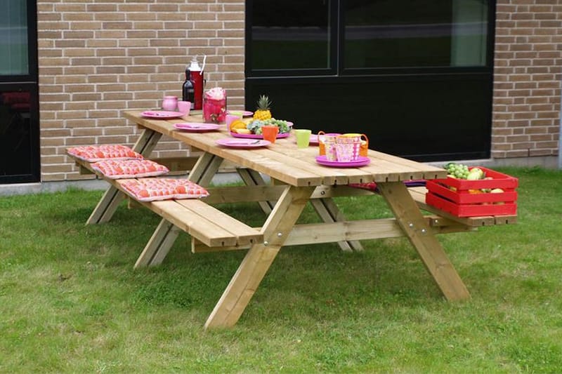 Gudrun Picnicbord med Bænk 300 cm - Træ - Picnicbord