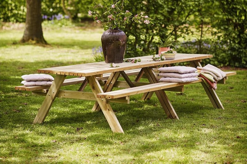 Gudrun Picnicbord med Bænk 300 cm - Træ - Picnicbord