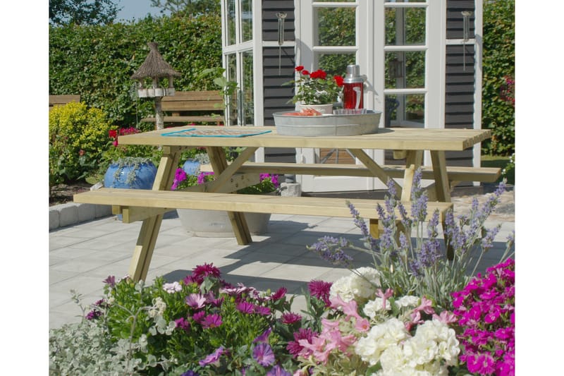 Gudrun Picnicbord med Bænk - Træ - Havemøbler - Havebord - Picnicbord