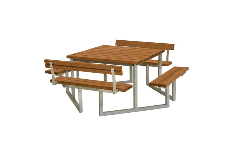 PLUS Twist Bænkesæt med 2 Ryglæn 204 cm Grundmalet Teak, undefined