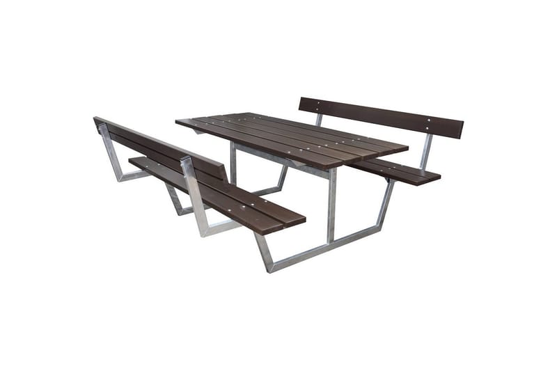 Picnicbord Rustik Metal Med Ryglæn, Med Ryglæn, Brun