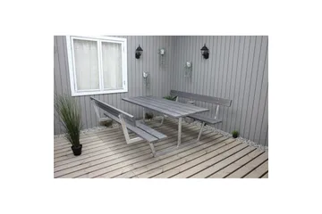 Picnicbord Rustik Metal Med Ryglæn - Med Ryglæn, Grå - Havemøbler - Havebord - Picnicbord