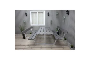 Picnicbord Rustik Metal Med Ryglæn - Med Ryglæn, Grå - Havemøbler - Havebord - Picnicbord