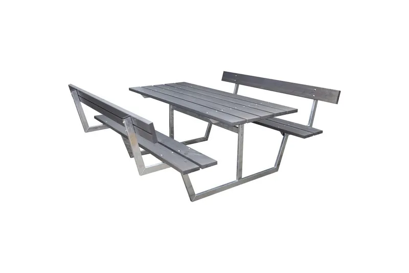 Picnicbord Rustik Metal Med Ryglæn, Med Ryglæn, Grå