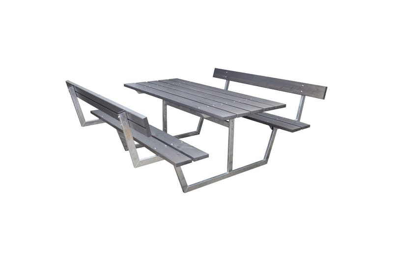 Picnicbord Rustik Metal Med Ryglæn - Med Ryglæn, Grå - Havemøbler - Havebord - Picnicbord