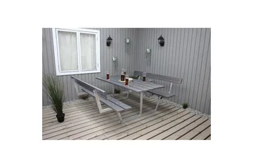 Picnicbord Rustik Metal Med Ryglæn - Med Ryglæn, Grå - Havemøbler - Havebord - Picnicbord