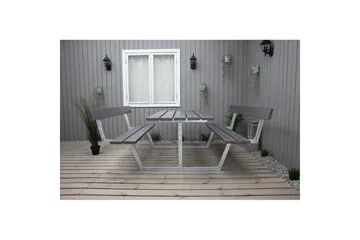Picnicbord Rustik Metal Med Ryglæn - Med Ryglæn, Grå - Havemøbler - Havebord - Picnicbord