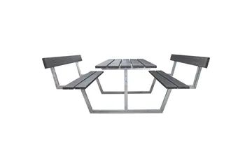 Picnicbord Rustik Metal Med Ryglæn - Med Ryglæn, Grå - Havemøbler - Havebord - Picnicbord