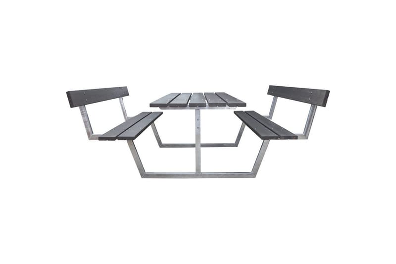 Picnicbord Rustik Metal Med Ryglæn - Med Ryglæn, Grå - Havemøbler - Havebord - Picnicbord