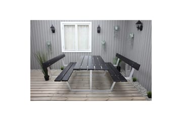 Picnicbord Rustik Metal Med Ryglæn - Med Ryglæn, Sort - Havemøbler - Havebord - Picnicbord