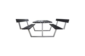 Picnicbord Rustik Metal Med Ryglæn - Med Ryglæn, Sort - Havemøbler - Havebord - Picnicbord