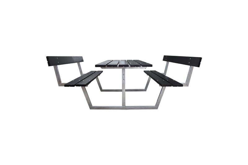 Picnicbord Rustik Metal Med Ryglæn - Med Ryglæn, Sort - Havemøbler - Havebord - Picnicbord