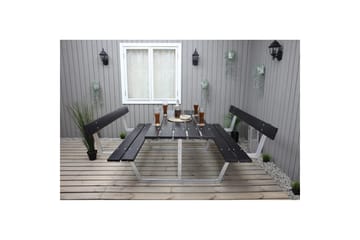 Picnicbord Rustik Metal Med Ryglæn - Med Ryglæn, Sort - Havemøbler - Havebord - Picnicbord