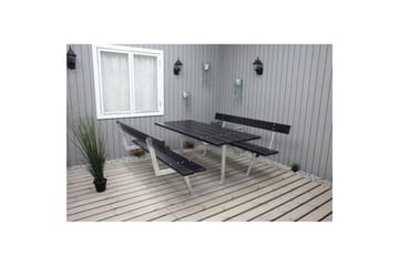 Picnicbord Rustik Metal Med Ryglæn - Med Ryglæn, Sort - Havemøbler - Havebord - Picnicbord