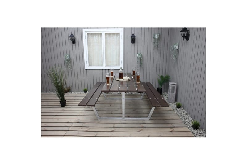 Picnicbord Rustik Metal Uden Ryglæn - Uden Ryglæn, Brun - Havemøbler - Havebord - Picnicbord