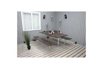 Picnicbord Rustik Metal Uden Ryglæn - Uden Ryglæn, Brun - Havemøbler - Havebord - Picnicbord